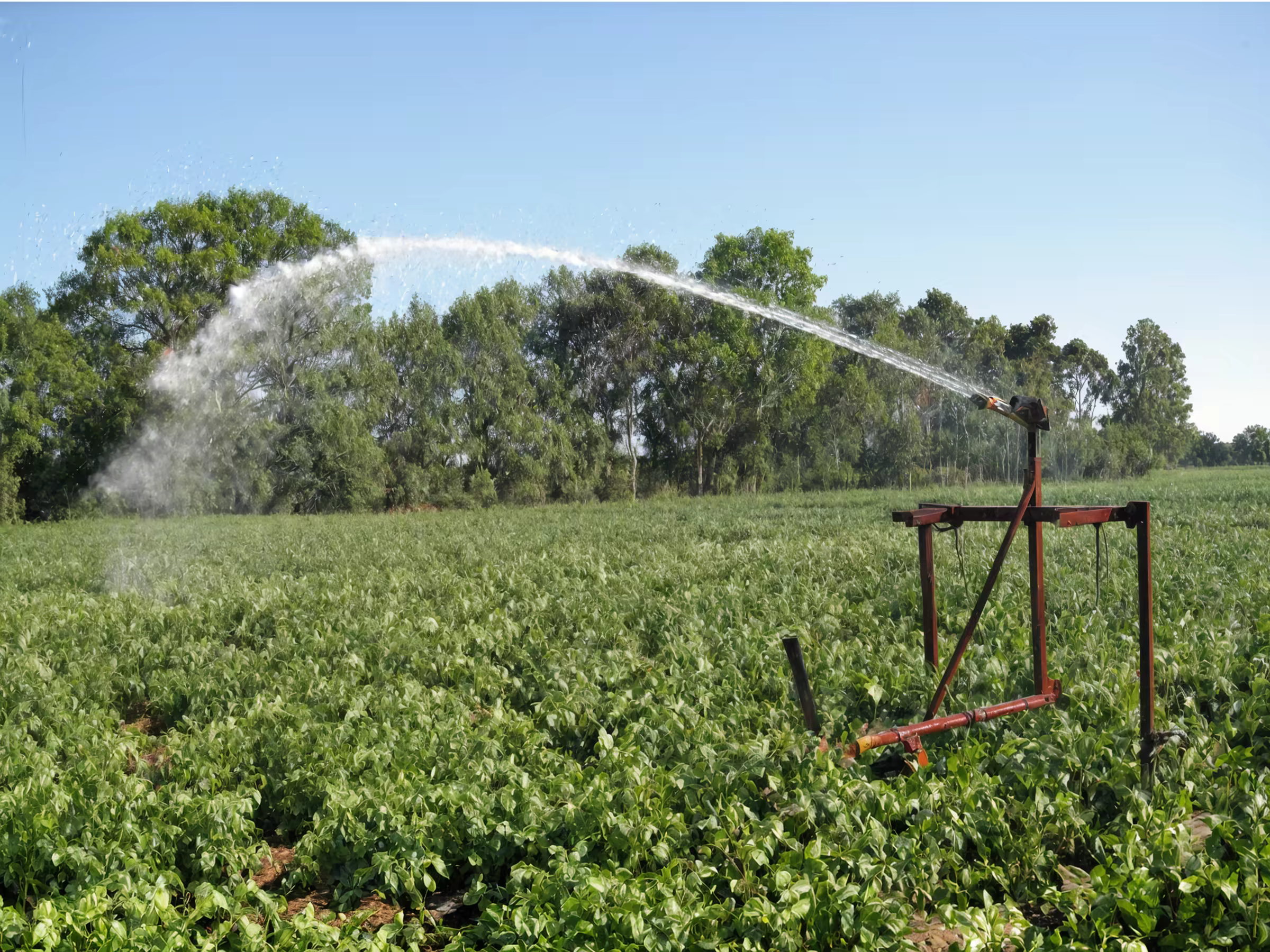 Beregnungsbrunnen im Einsatz auf einem Feld